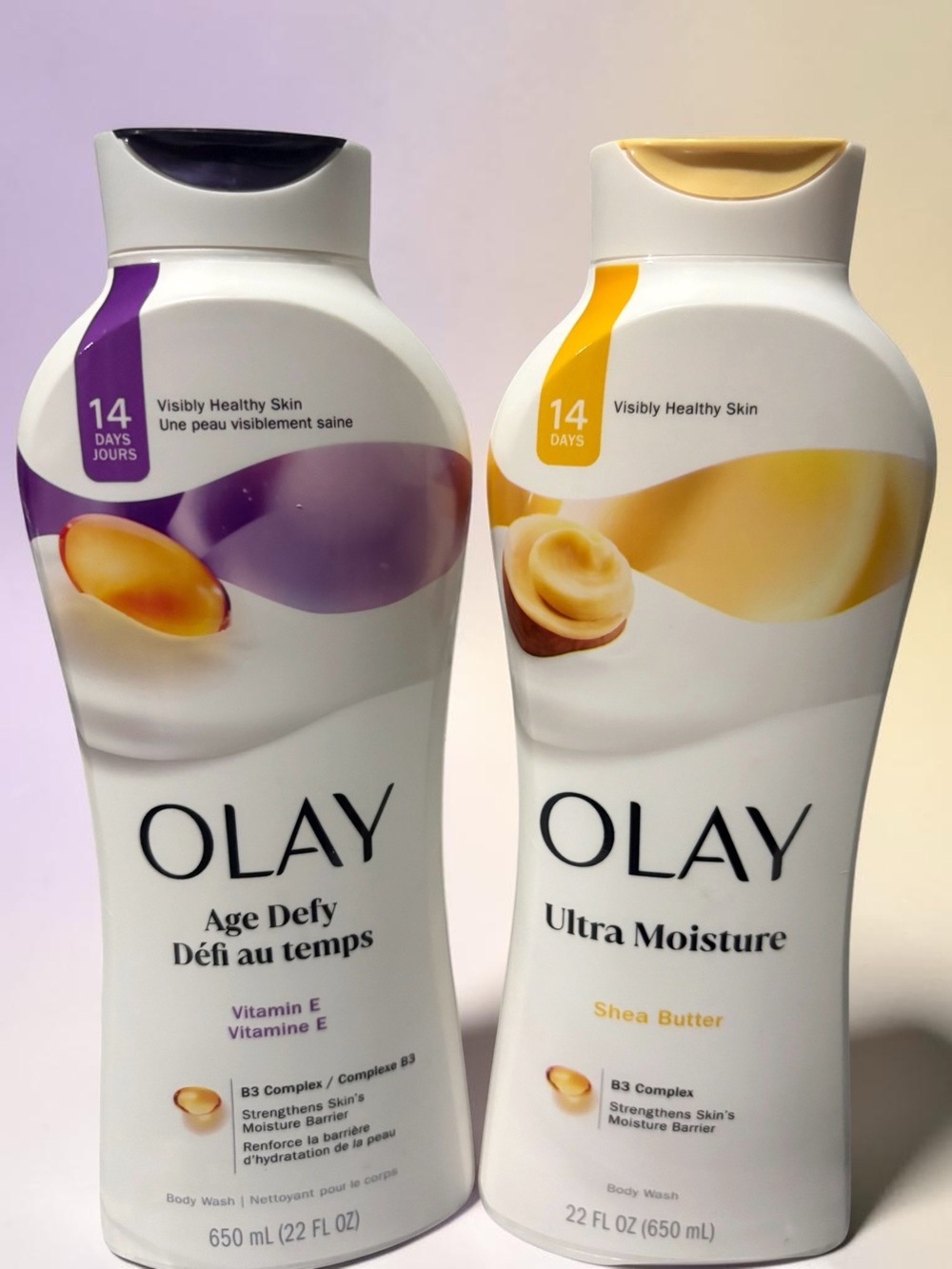 Dúo Olay Age Defy & Ultra Moisture Body Wash Duo - Purple, Yellow New with Tags